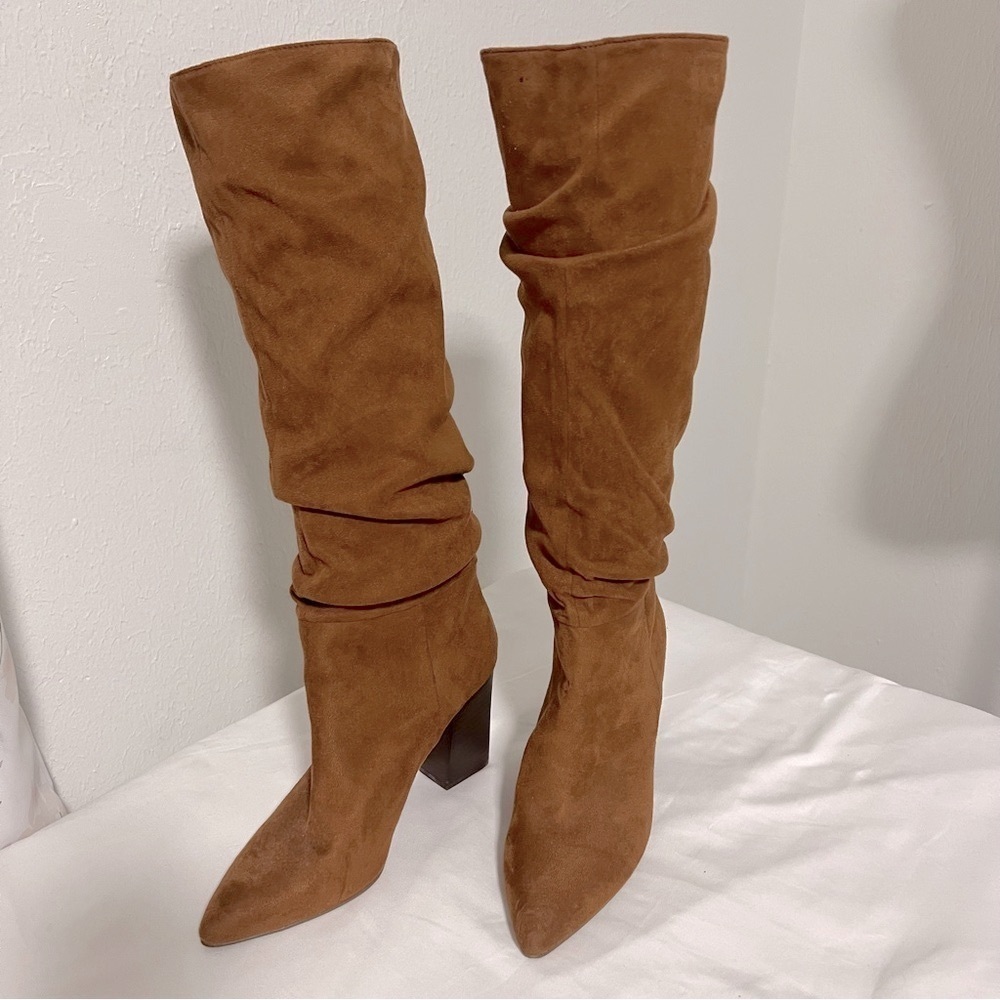 Steve Madden Women’s Size 5.5M Brown Heeled Boots with Slouchy Suede Design - Picture 3 of 11